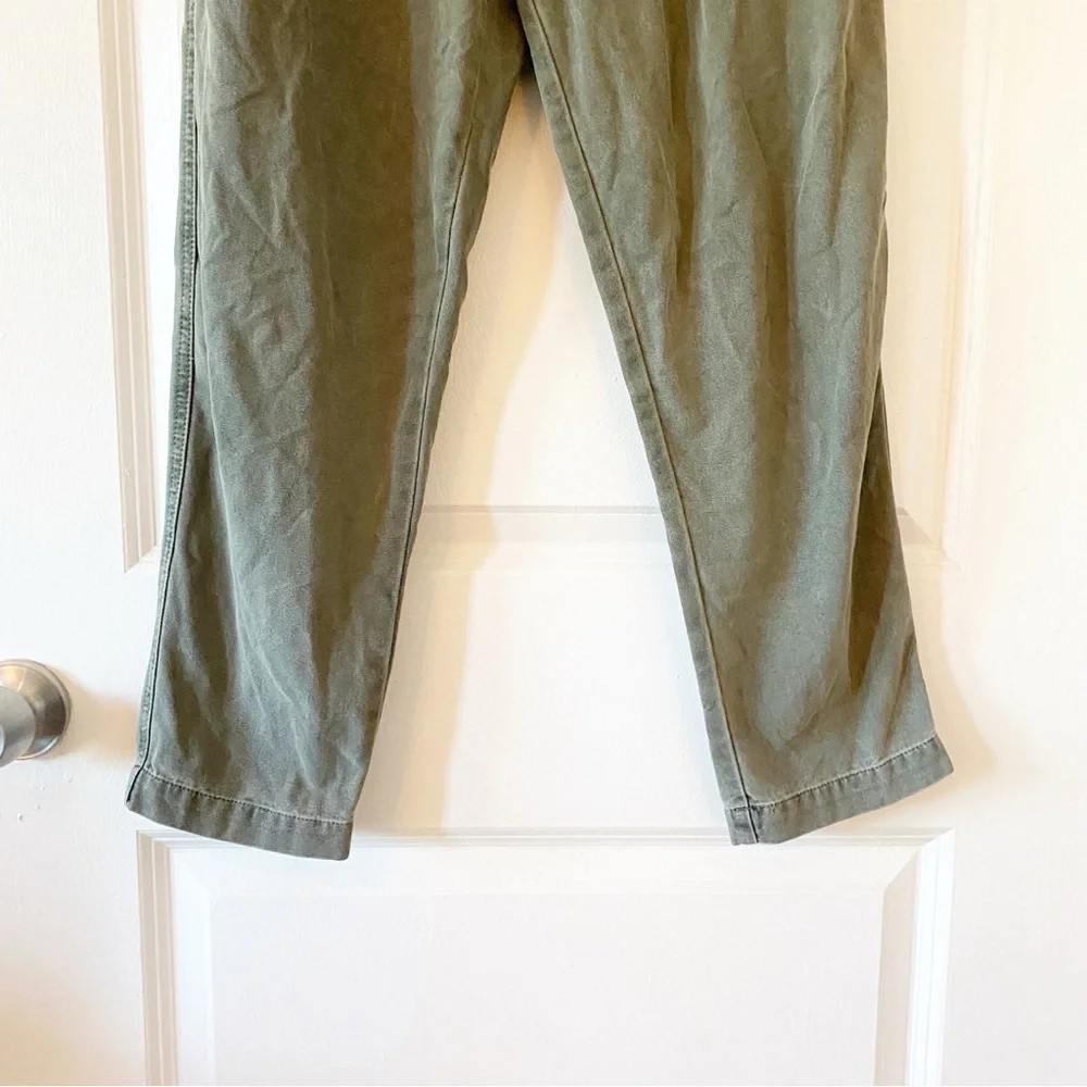 FREE PEOPLE Margate Pleated Paperbag Olive Green Relaxed Trousers